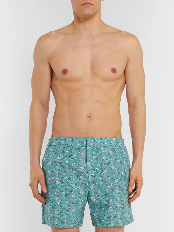 Mid-Length Printed Cotton Swim Shorts - FR Mid-Length Printed Cotton Swim Shorts - FR