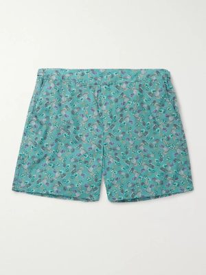 Mid-Length Printed Cotton Swim Shorts