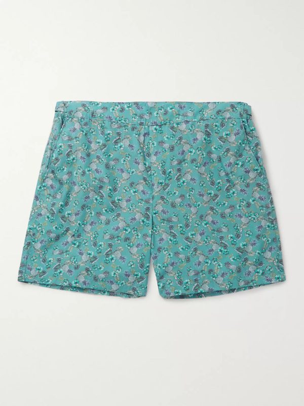 Mid-Length Printed Cotton Swim Shorts Mid-Length Printed Cotton Swim Shorts