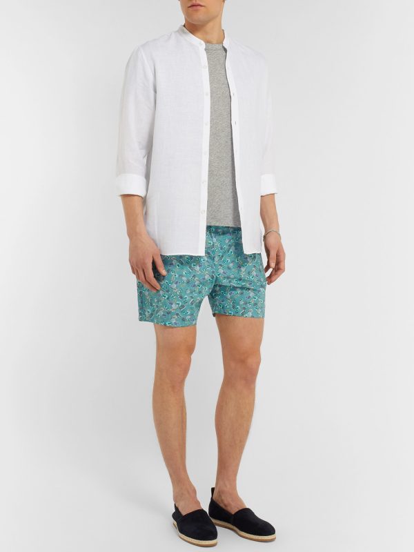 Mid-Length Printed Cotton Swim Shorts - OU Mid-Length Printed Cotton Swim Shorts - OU