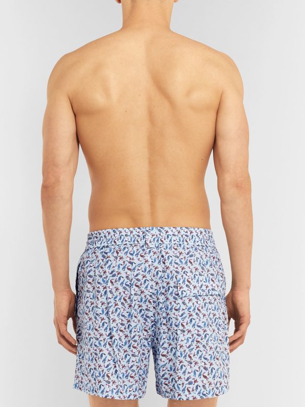 Mid-Length Printed Cotton Swim Shorts - BK