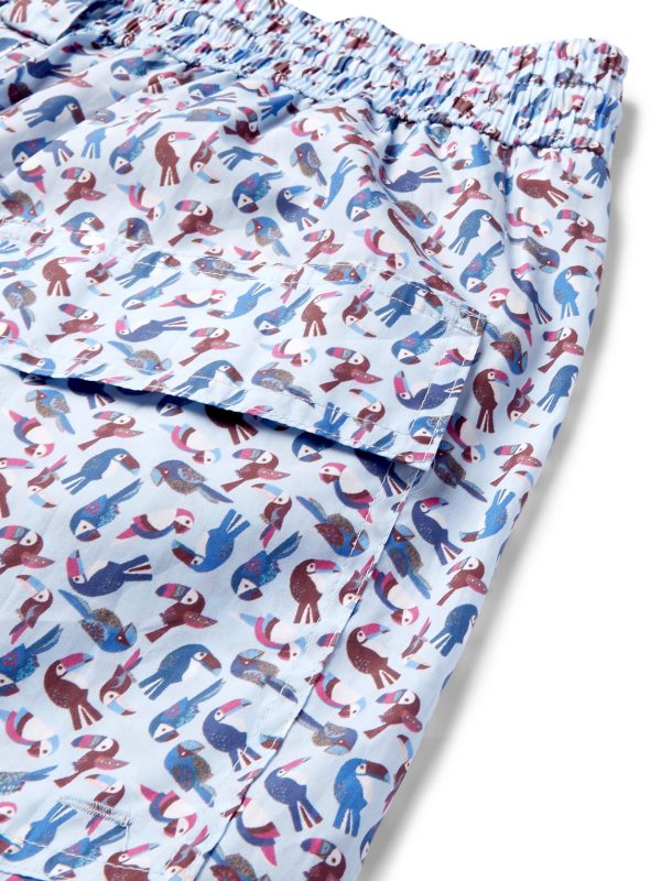 Mid-Length Printed Cotton Swim Shorts - CU
