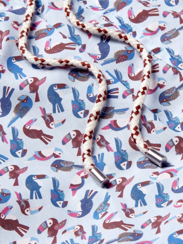 Mid-Length Printed Cotton Swim Shorts - E1