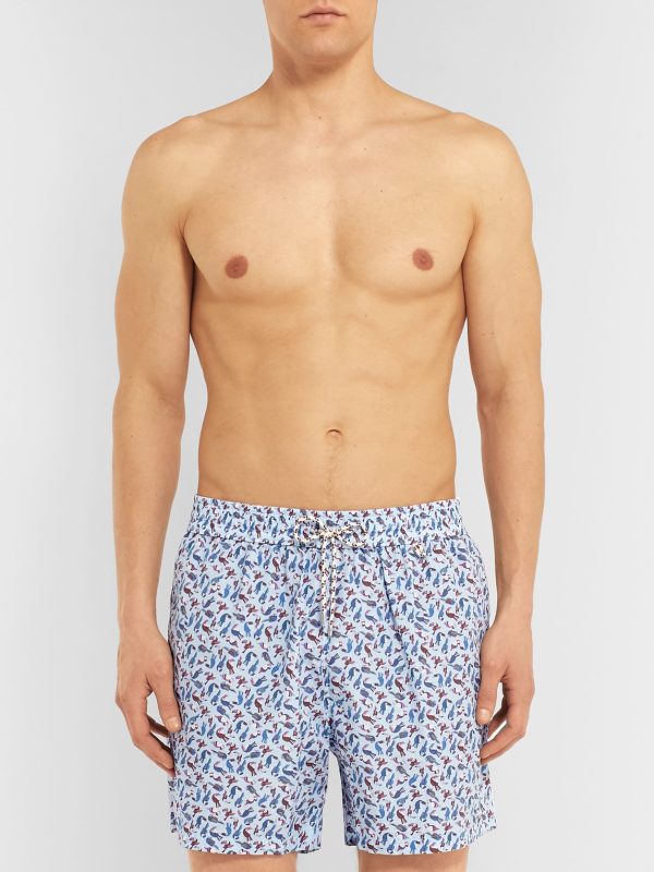 Mid-Length Printed Cotton Swim Shorts - FR