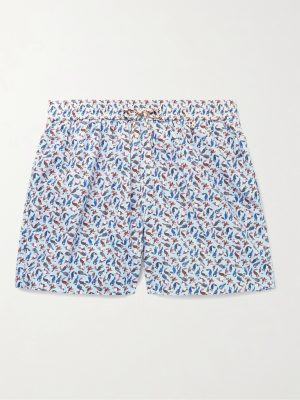 Mid-Length Printed Cotton Swim Shorts