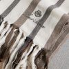Logo-Embroidered Fringed Striped Cotton and Linen-Blend Beach Towel - CU Logo-Embroidered Fringed Striped Cotton and Linen-Blend Beach Towel - CU