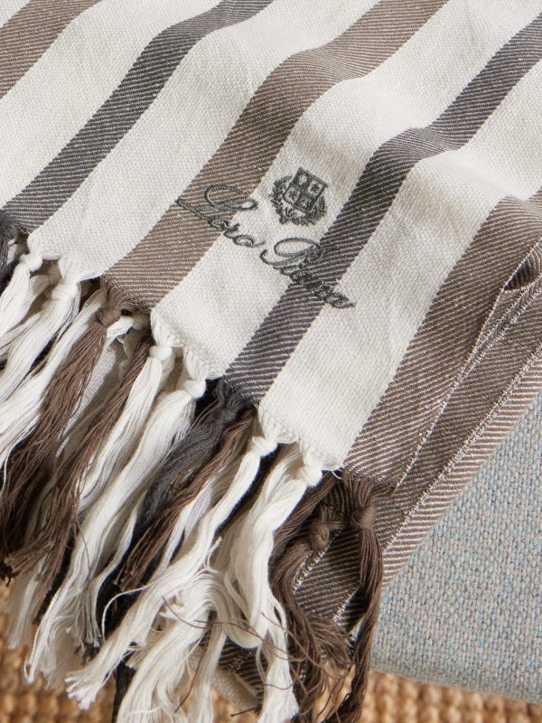 Logo-Embroidered Fringed Striped Cotton and Linen-Blend Beach Towel - CU Logo-Embroidered Fringed Striped Cotton and Linen-Blend Beach Towel - CU