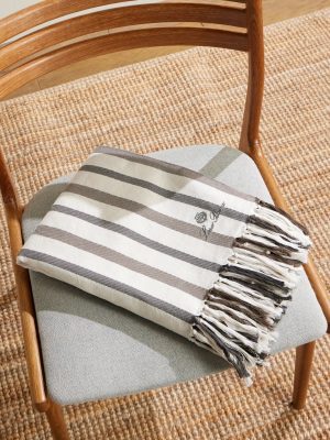 Logo-Embroidered Fringed Striped Cotton and Linen-Blend Beach Towel