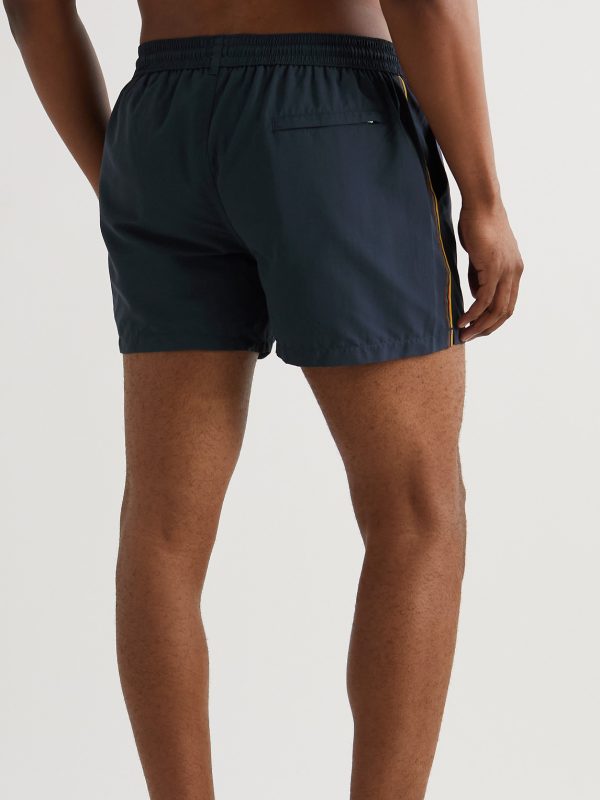 Slim-Fit Short-Length Striped Recycled Swim Shorts - BK
