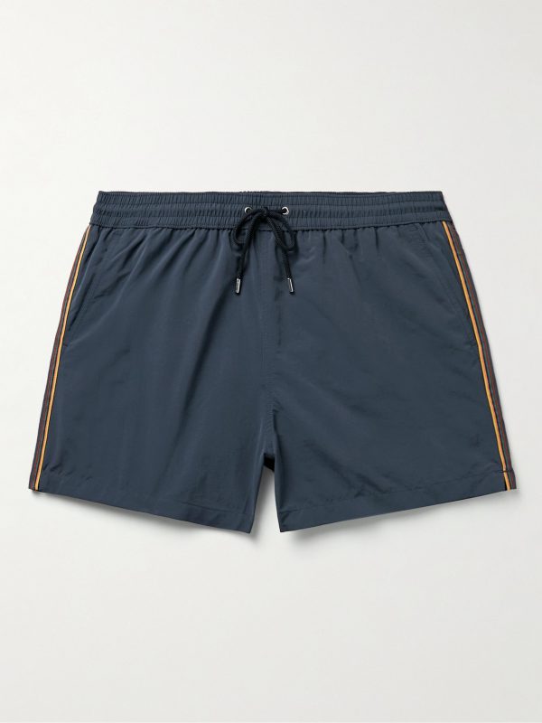 Slim-Fit Short-Length Striped Recycled Swim Shorts