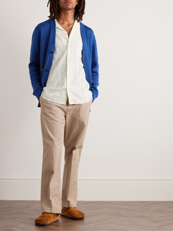 Camp-Collar Striped Cotton-Blend Seersucker Shirt - OU