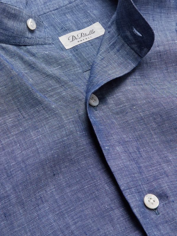 Grandad-Collar Linen Shirt - CU Grandad-Collar Linen Shirt - CU
