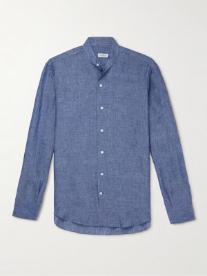 Grandad-Collar Linen Shirt