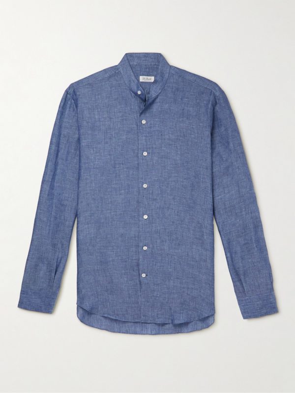 Grandad-Collar Linen Shirt Grandad-Collar Linen Shirt