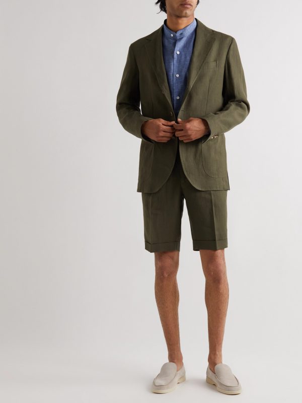 Grandad-Collar Linen Shirt - OU Grandad-Collar Linen Shirt - OU