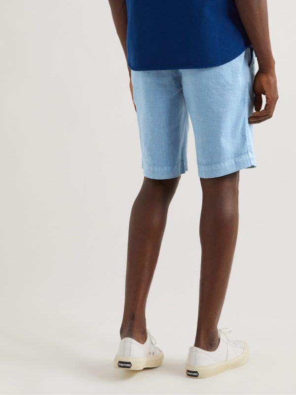Straight-Leg Linen-Blend Twill Drawstring Shorts - BK
