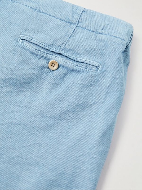 Straight-Leg Linen-Blend Twill Drawstring Shorts - CU