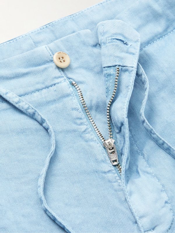 Straight-Leg Linen-Blend Twill Drawstring Shorts - E1