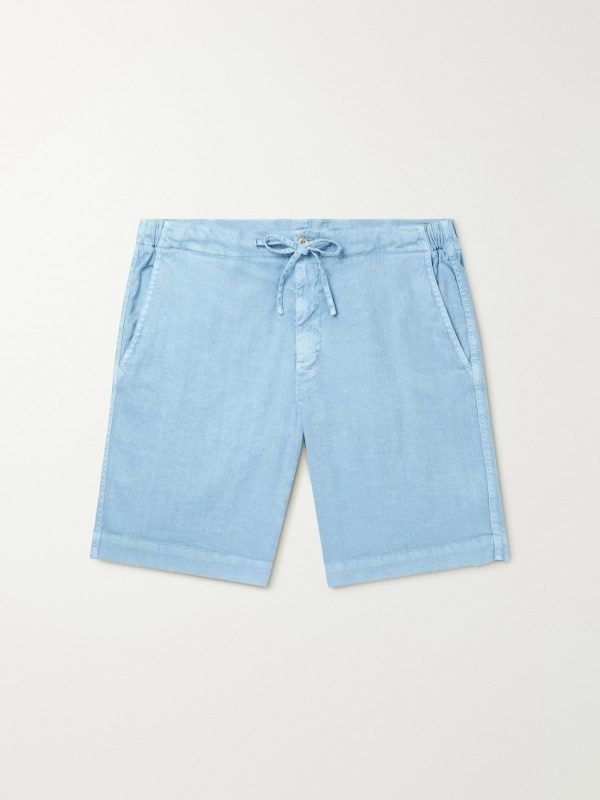 Straight-Leg Linen-Blend Twill Drawstring Shorts