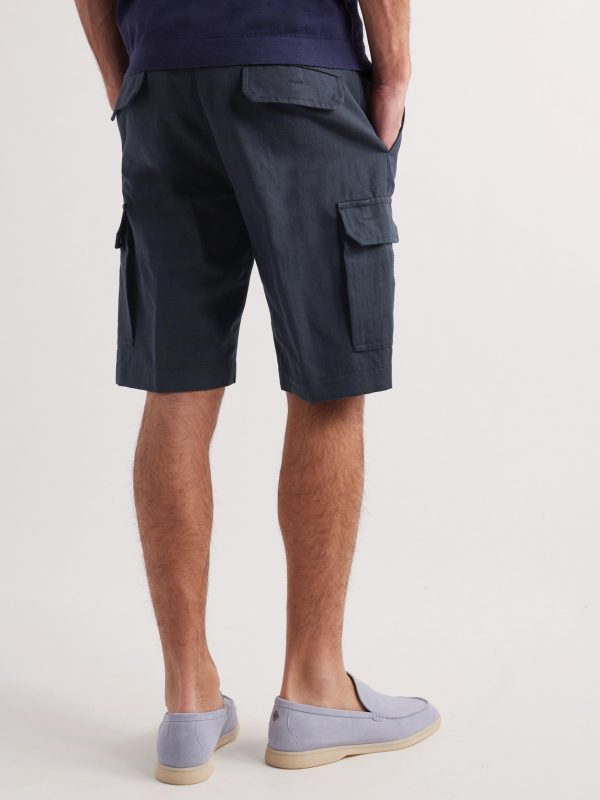 Straight-Leg Cotton and Linen-Blend Cargo Shorts - BK Straight-Leg Cotton and Linen-Blend Cargo Shorts - BK