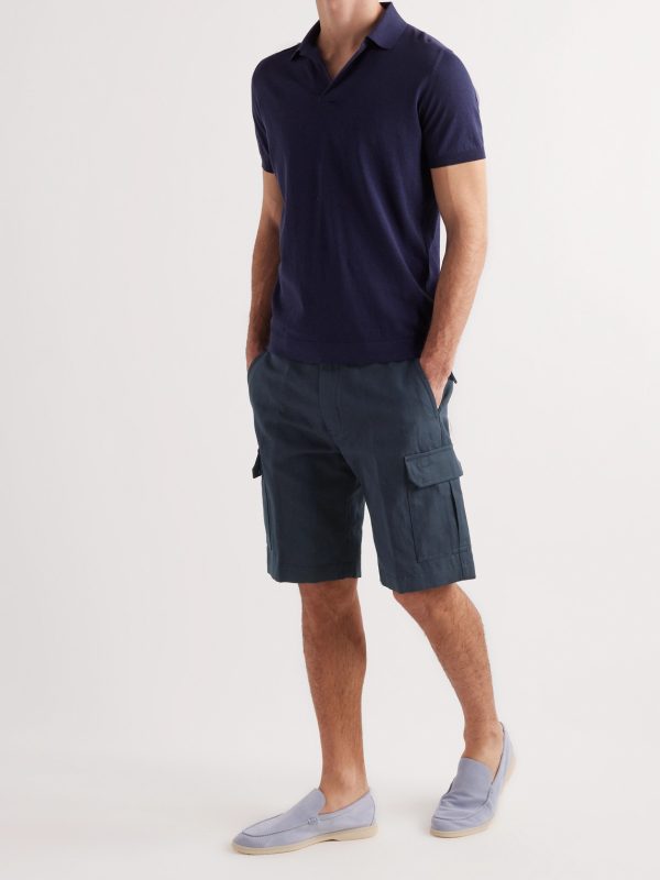 Straight-Leg Cotton and Linen-Blend Cargo Shorts - OU Straight-Leg Cotton and Linen-Blend Cargo Shorts - OU