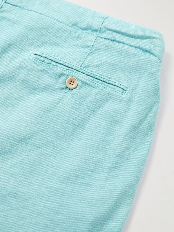 Straight-Leg Linen-Blend Twill Drawstring Shorts - CU Straight-Leg Linen-Blend Twill Drawstring Shorts - CU