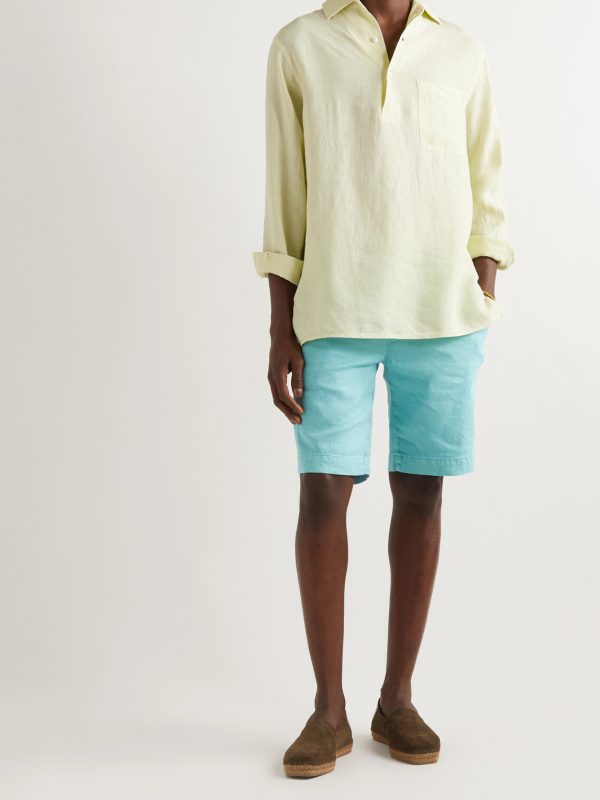 Straight-Leg Linen-Blend Twill Drawstring Shorts - OU Straight-Leg Linen-Blend Twill Drawstring Shorts - OU