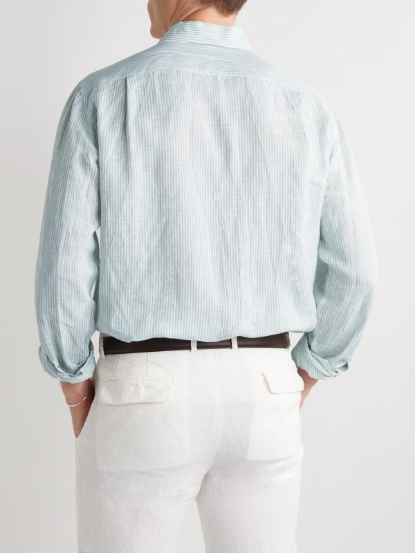 André Garment-Dyed Striped Linen Shirt - BK