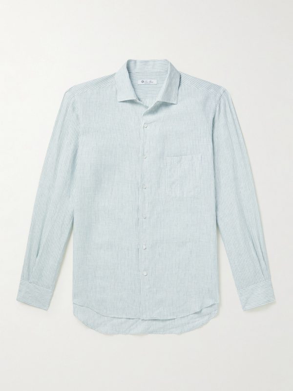 André Garment-Dyed Striped Linen Shirt