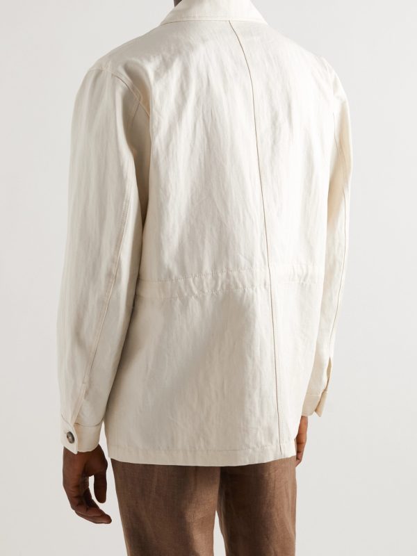 Mojave Camp-Collar Cotton and Linen-Blend Field Jacket - BK Mojave Camp-Collar Cotton and Linen-Blend Field Jacket - BK