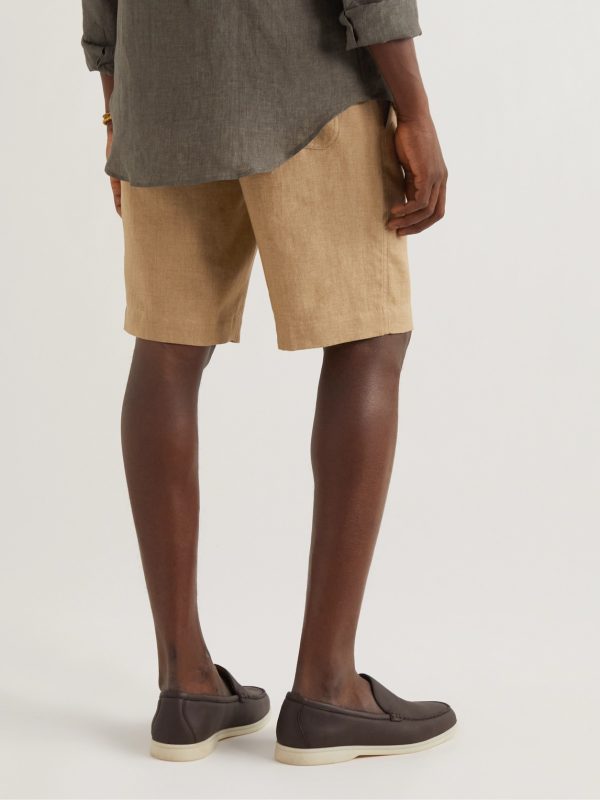 Straight-Leg Linen Drawstring Bermuda Shorts - BK Straight-Leg Linen Drawstring Bermuda Shorts - BK