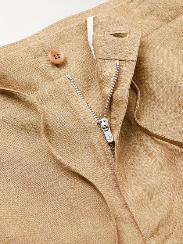 Straight-Leg Linen Drawstring Bermuda Shorts - E1 Straight-Leg Linen Drawstring Bermuda Shorts - E1