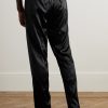 Velvet-Trimmed Stretch-Silk Satin Pyjama Trousers - BK