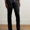 Velvet-Trimmed Stretch-Silk Satin Pyjama Trousers - FR