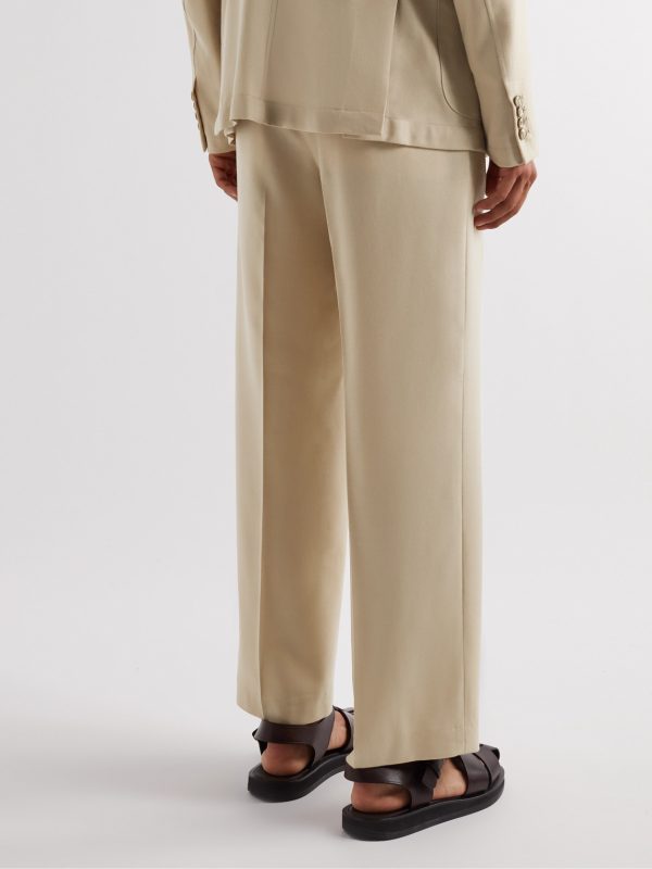 Delfo Straight-Leg Wool-Blend Flannel Trousers - BK Delfo Straight-Leg Wool-Blend Flannel Trousers - BK