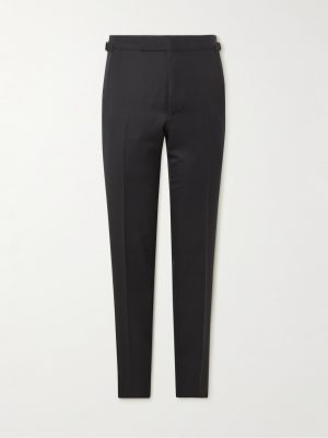 Straight-Leg Grain de Poudre Wool and Mohair-Blend Tuxedo Trousers