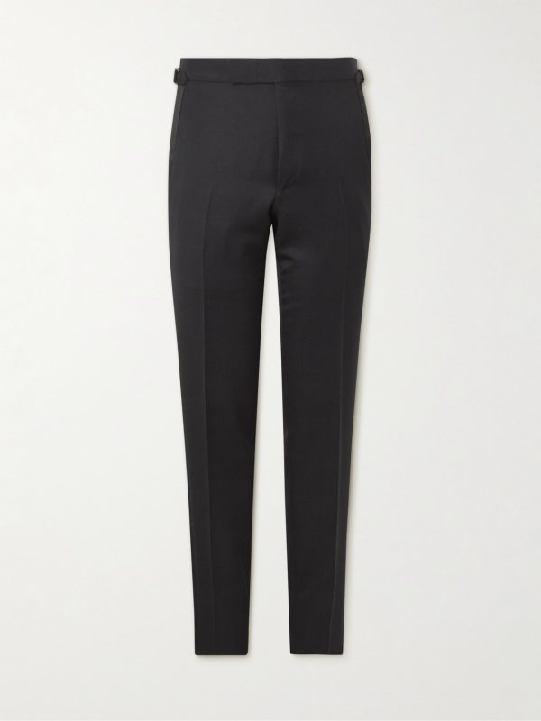 Straight-Leg Grain de Poudre Wool and Mohair-Blend Tuxedo Trousers