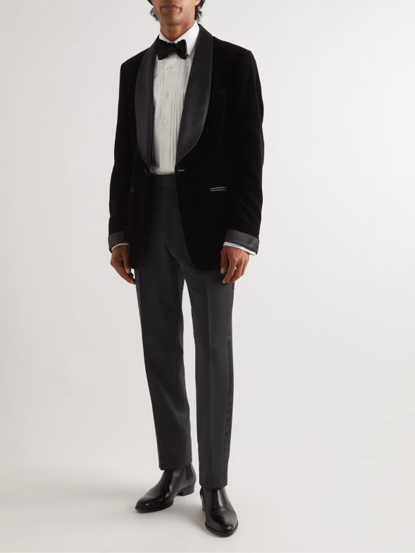 Straight-Leg Grain de Poudre Wool and Mohair-Blend Tuxedo Trousers - OU