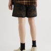 Wide-Leg Laser-Cut Leather Drawstring Shorts - BK