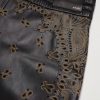 Wide-Leg Laser-Cut Leather Drawstring Shorts - CU