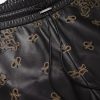 Wide-Leg Laser-Cut Leather Drawstring Shorts - E1