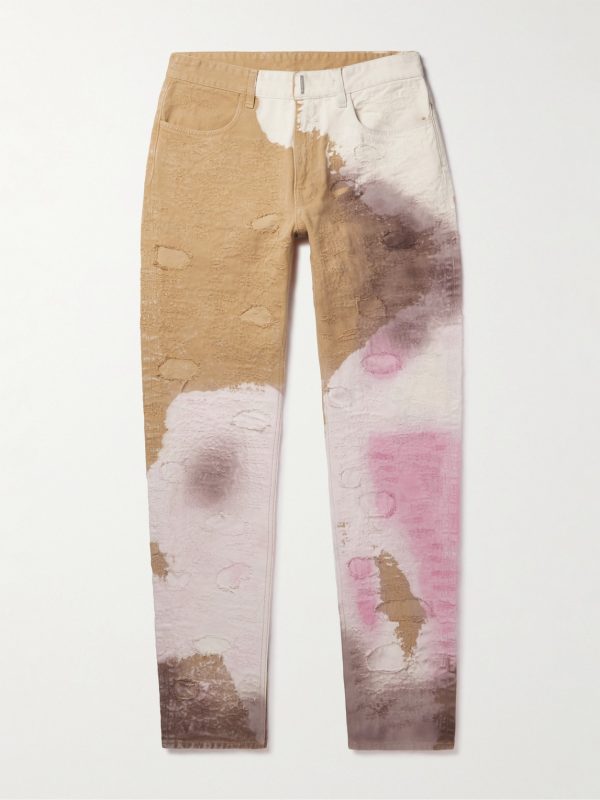 Slim-Fit Tapered Distressed Tie-Dyed Jeans Slim-Fit Tapered Distressed Tie-Dyed Jeans