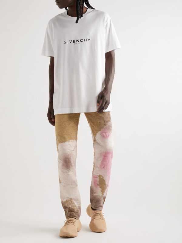 Slim-Fit Tapered Distressed Tie-Dyed Jeans - OU Slim-Fit Tapered Distressed Tie-Dyed Jeans - OU
