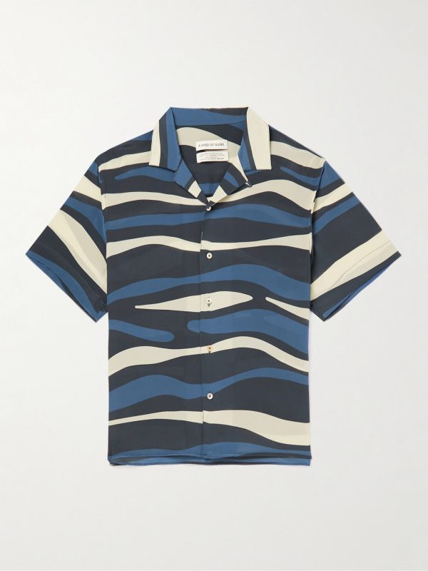Gioia Convertible-Collar Printed Silk-Satin Shirt