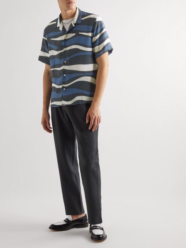 Gioia Convertible-Collar Printed Silk-Satin Shirt - OU