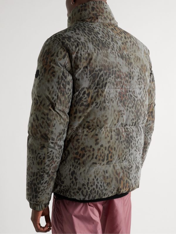 2 Moncler 1952 Reflective Reversible Cheetah-Print Shell Down Jacket - BK 2 Moncler 1952 Reflective Reversible Cheetah-Print Shell Down Jacket - BK