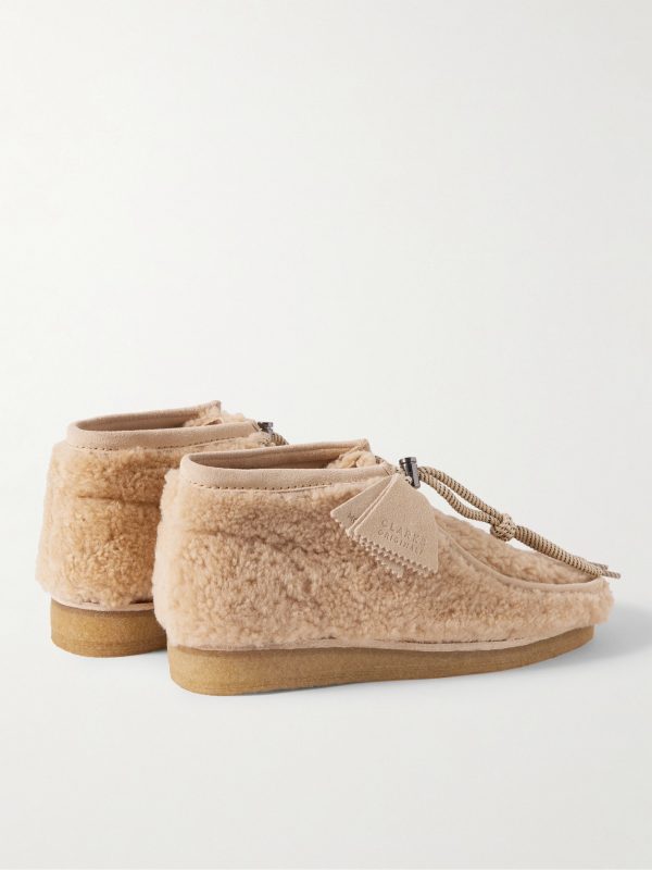 + Clarks 2 Moncler 1952 Wallabee Suede-Trimmed Fleece Chukka Boots - BK + Clarks 2 Moncler 1952 Wallabee Suede-Trimmed Fleece Chukka Boots - BK