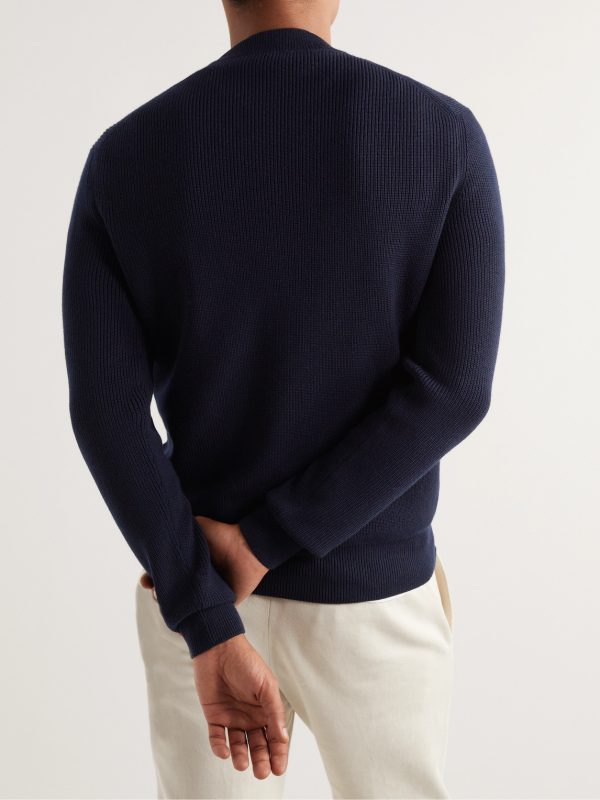 Logo-Appliquéd Ribbed Virgin Wool Sweater - BK