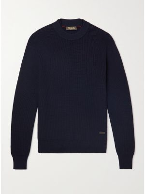 Logo-Appliquéd Ribbed Virgin Wool Sweater Logo-Appliquéd Ribbed Virgin Wool Sweater