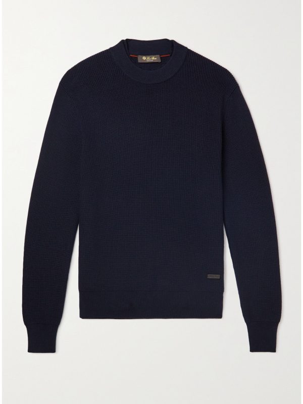 Logo-Appliquéd Ribbed Virgin Wool Sweater